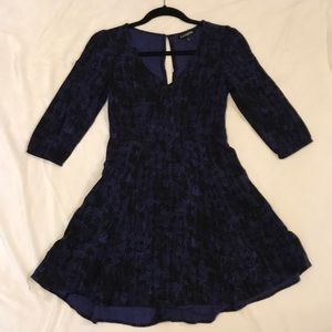 Navy and Blue Reptile Patterned Dress